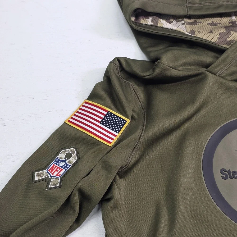 Nike Hoodie Green Pittsburgh Steelers Military Salute To Service Youth Boys Sz L